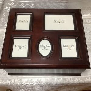 Bombay Photo Box Wood Hinged Top Storage 2001 Vintage